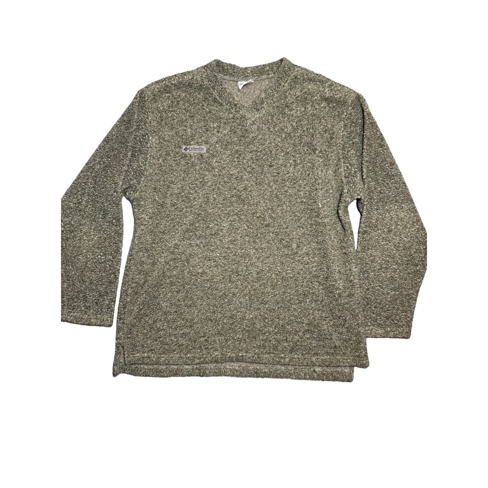 Vintage Columbia Sweater Mens Large Green Fleece Crewneck Pullover Made USA 90s